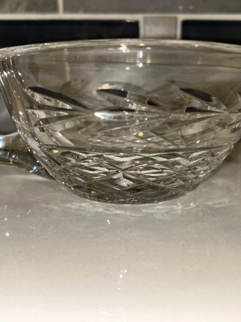 Waterford Crystal Glandore Gravy Boat, retired, 2.5"H x 4.5"W